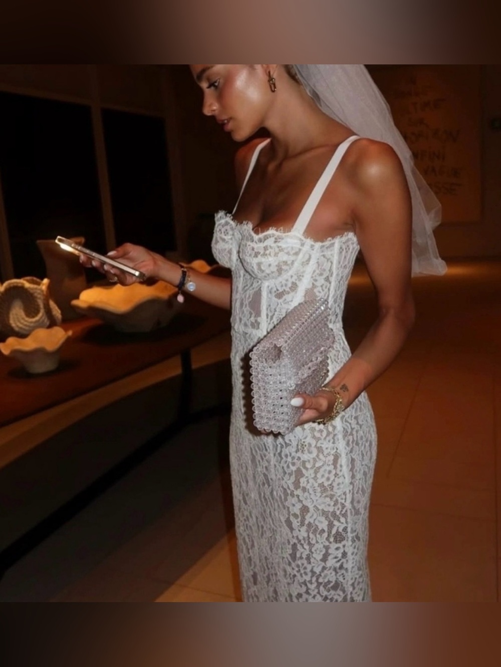 Helsa The Lace Column Dress White - Picture 2 of 5